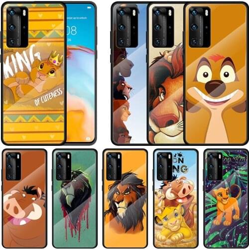Tempered Glass Cover Disney Cartoon Animation The Lion King For Huawei P40 P30 P20 P10 Pro Plus Lite 5G 2019 Phone Case
