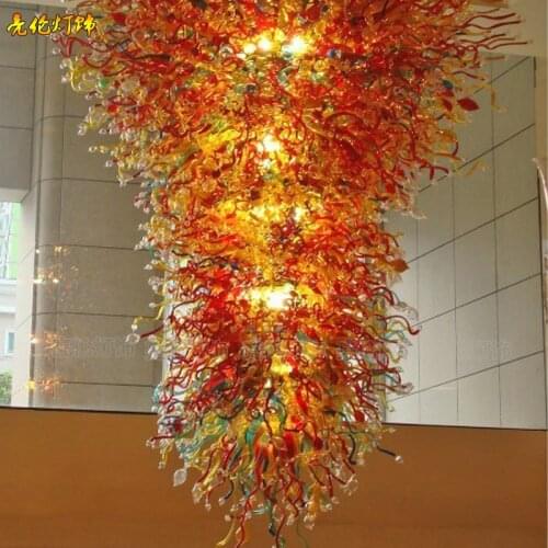 Hotel lobby decoration large chandelier art glass lamp engineering lamps custom large engineering lights hotel villa lamp