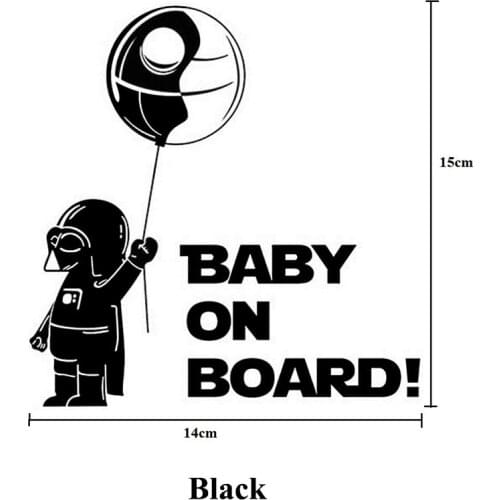 Creative Car Sticker Baby on Board Cute Star Wars Jedi Car Styling Safety Warning Sticker for VW Golf Passat Audi Apply To Car