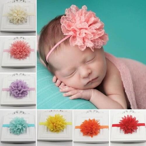 6pcs/lot Newborn Baby Girl Lace Elastic Flower Headbands for Toddlers Kids Photo Props Party Birthday Hair Accessories