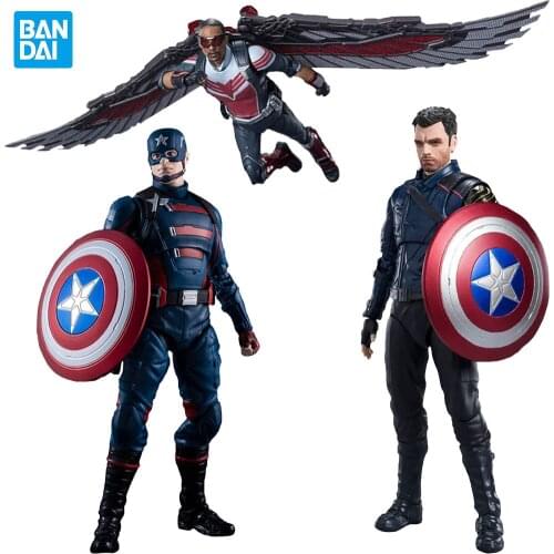 Bandai Shfiguarts John F Walker Marvel The Avengers Winter Soldier Falcon Captain America Anime Action Figure Collectile Toys