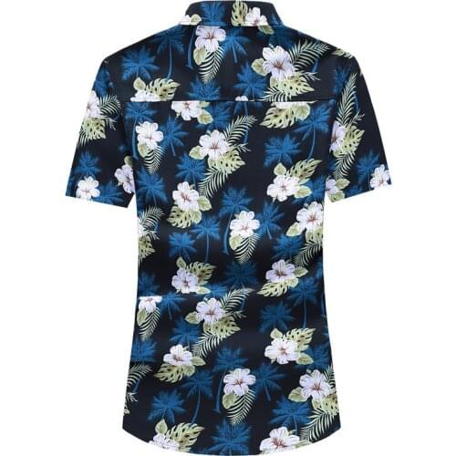Mens Hawaiian Aloha Shirt Short Sleeve Tropical Floral Print Button Down Men Shirt Casual Holiday Quality Beach Summer Shirts