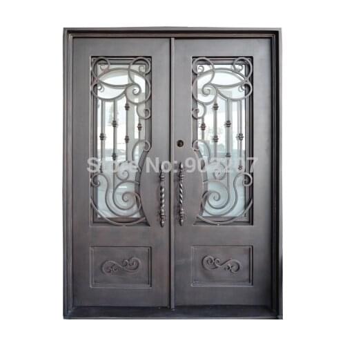 Wrought iron and glass entry doors iron front door prices
