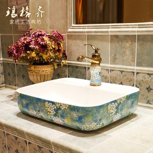 Square washbasin washbasin washbasin European washbasin bathroom ceramic art basin household
