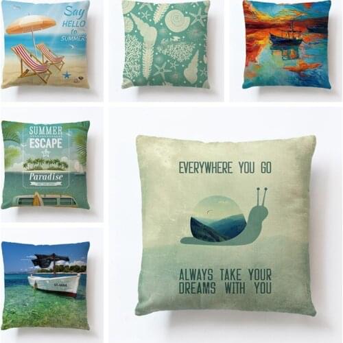 Marine Life Hippocampus Pillow Cover Turtle Pillow Waist Pillow Linen Customized Cute Fish Animal Sofa Vehicle Pillow Home Decor