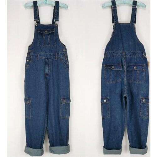 Mens Overalls Jumpsuit Large Size Strap Straight Blue Jeans With 7 Pockets More Sizes 30-48 50 Mens Denim Overalls