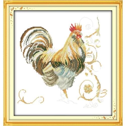 Luck cock painting (2) cross stitch kit 14ct 11ct pre stamped canvas embroidery DIY handmade needlework