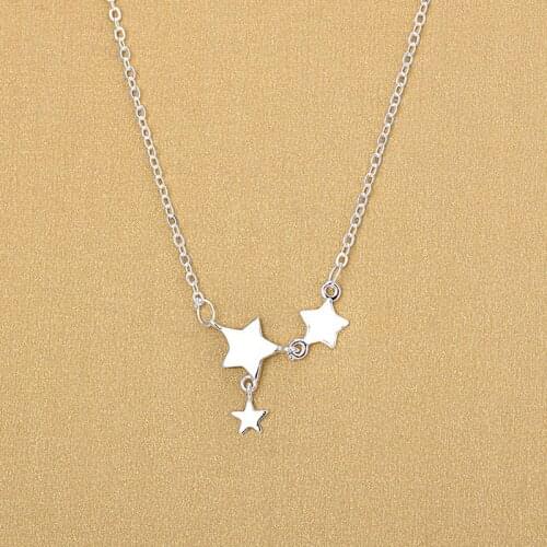 New Style 925 Sterling Silver Triple Star Choker Collier Necklaces For Women Silver Plated Necklaces Jewelry