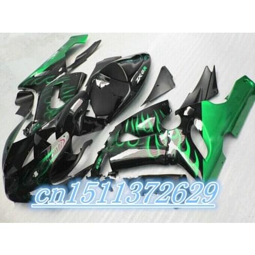 Dor-green flame black for KAWASAKI Ninja ZX-6R 05-06 ZX6R 05 06 ZX6R 636 2005-2006 ZX 6R 05 06 2005 2006 ABS fairing kit D