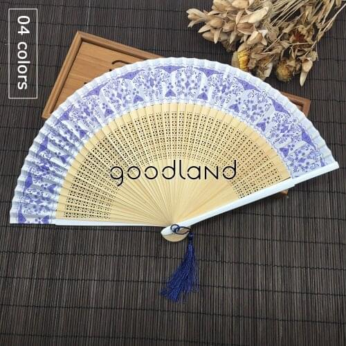 Wholesale Free Shipping 100pcs Blue-white Porcelain Asian Pocket Fan Home Decoration Accessories