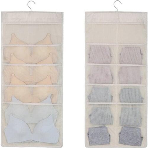 Underwear Bra Socks Organizer Fold-Able Wardrobe Storage Hanging Bag Multi Function Big Capacity Double Side Clothes Storage Box