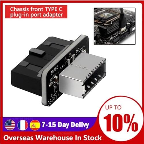 USB Header Adapter USB3.0 19P/20P to TYPE-E 90 Degree Adapter Chassis Front TYPE C Plug-in Port for Computer Motherboard