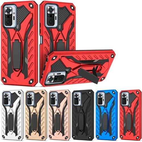 Rugged Armor Kickstand Phone Case for Xiaomi Redmi Note 10 4G 5G 10S Silicone Shockproof Bumper Cover for Redmi Note 10 Pro Max