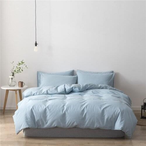 Simple Style Comforter Bedding Set Fashion Grey Pink Blue King Queen Full Single Size Bed Linen Duvet Cover Sets Pillowcase Gift