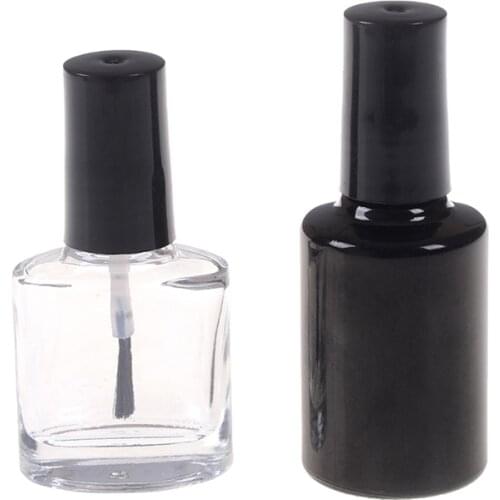 5/10/15ml Empty Nail Polish Bottle Cosmetic Containers Nail Glass Bottles with Brush Black Transparent Glass With A Lid Brush