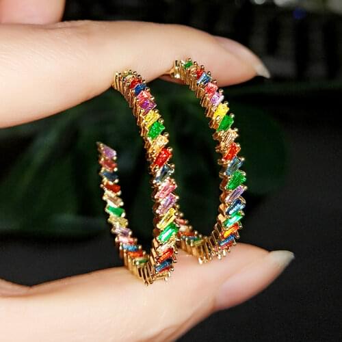 New Design CZ Zircon Crystal Small Hoops Sets Long Gold Chain Earrings for Women Twist Beads Huggie Fashion Jewelry Brincos 2021