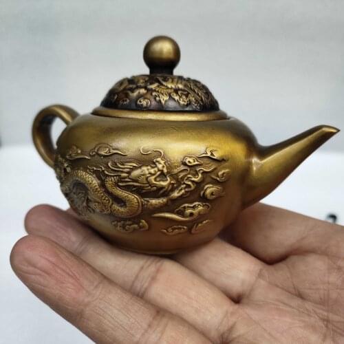 Christmas Collection of bronze antiques brass dragon phoenix wine pot water pot handmade in Qianlong teapot