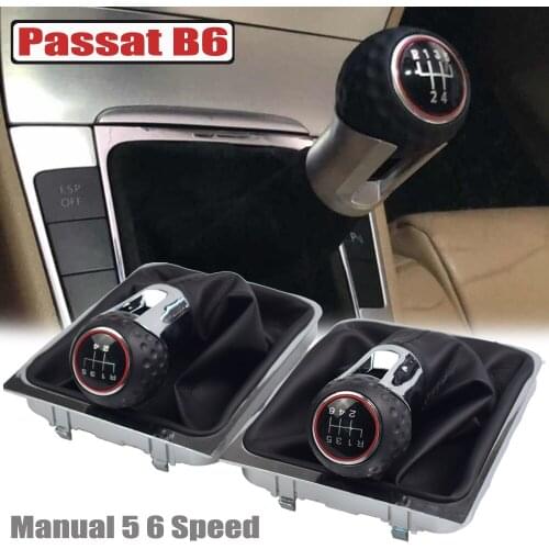 Manual 5 6 Speed Gear Shift Knob Lever Stick Gaiter Boot Cover Collar For Volkswagen VW Passat B6 2005-2011 Car Accessories