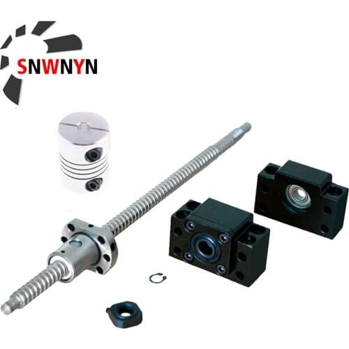 SFU1605 Rolled Ball Screw C7 With End Machined 250 300 350 400 450 500 600 700 900 1000mm+BK12 BF12 Support + Coupler RM1605 Set