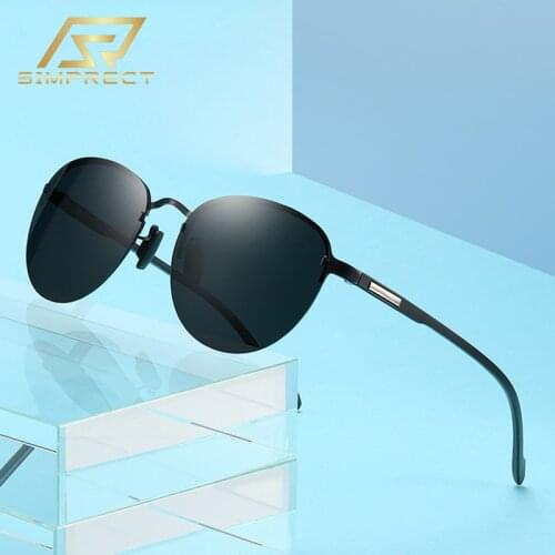 SIMPRECT 2020 TR90 Polarized Sunglasses Men UV400 High Quality Anti-glare Sun Glasses For Men Fashion Round Rimless Sunglasses