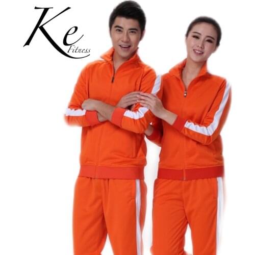 KE Couple sports suits men women sportswear big size plus extra spring and autumn leisure sports running clothes orange tracksui