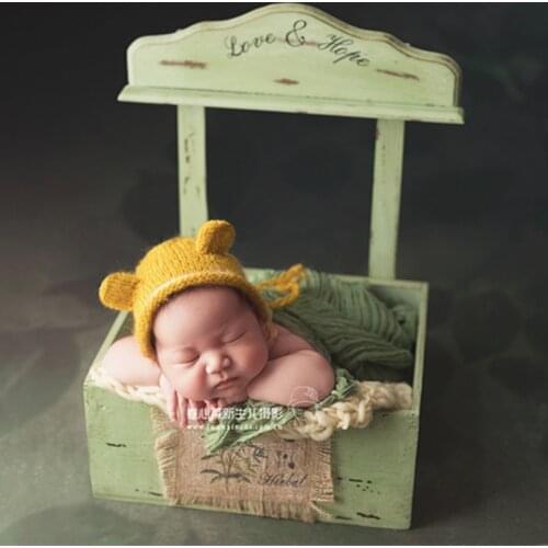 Vintage Mohair Newborn Photography Hat Knitted Newborn Girl Boy Bonnet Crochet Animal Cap Lovely Fox Hat Infant Bonnet Props