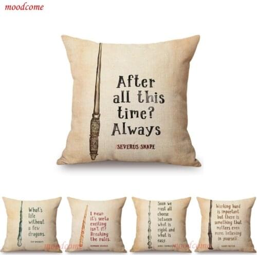 Vintage Fairy Tales Quotes Letter Print Home Decoration Sofa Throw Pillow Case Retro Kraft Paper Style Linen Cushion Cover Case
