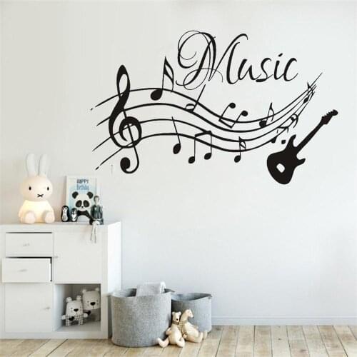High Quality Musical Notes Music Guitar Vinyl Wall Sticker LivingRoom Decal Nursery Home Decor Removable Wallpaper Art Mural1551