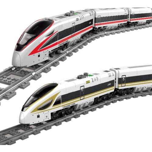 High-tech Modern High Speed Train Carriage Electric Powered City Train Set with Track Mini Dolls Building Blocks Children Toys
