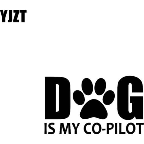 YJZT 17CM*10.2CM DOG IS MY CO-PILOT Decal Vinyl Car Sticker Dog On Board Puppy Black/Silver C10-00763