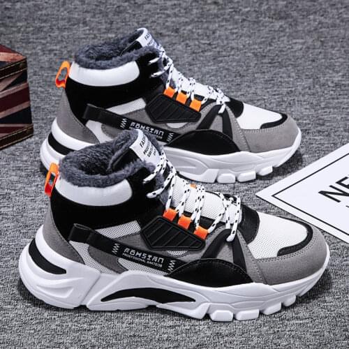 Winter Mens Boots Fashion Thick Bottom Non-slip Warm Winter Shoes For Men Fur Warm Ankle Snow Boots Footwear Male Sneakers 2021