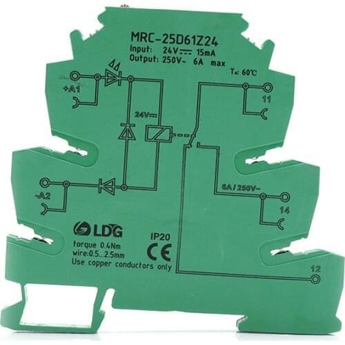 10pcs/lot Relay Module DIN rail PLC Interface board 6A 250AC/DC output Electromagnetic Coil Voltage Relay Switch