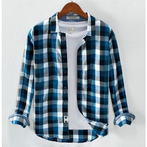 100% Cotton long sleeve brand men shirt casual plaid shirts men comforable loose fashion shirt mens camisa overhemd
