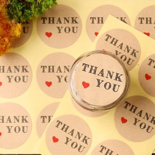 102pcs Red Heart Thank you DIY Multifunction Kraft Sticker for Handmade Products Stationery Sticker Lable for Gifts Dia.3.5cm