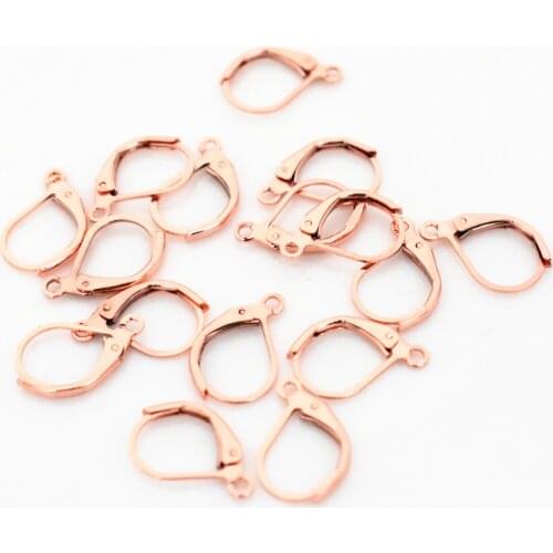40pcs/lot 15x11mm Rose Gold Plated French Earring Hooks Wire Settings Base Settings Whole Sale