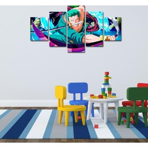 5 Piece Classic Anime One Piece Poster Zoro Canvas Painting Mural Wall Art Picture Living Room Bedroom Home Decoration