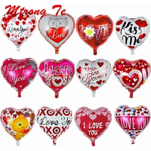 50pcs 18inch Heart I LOVE YOU Aluminium Foil mylar balloons Wedding Valentines days Party Decoration helium balloon globos