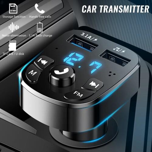 Bluetooth FM Transmitter MP3 Charger Dual Equipped Player Bluetooth LED Display Dual USB Car Charger Car Hands-free Wireless