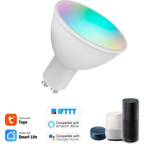 WiFi Smart Bulb RGB+W+C LED Bulb 5W GU10 Dimmable Light Phone APP Remote Control for Alexa Google Home Tmall Elf Voice Control