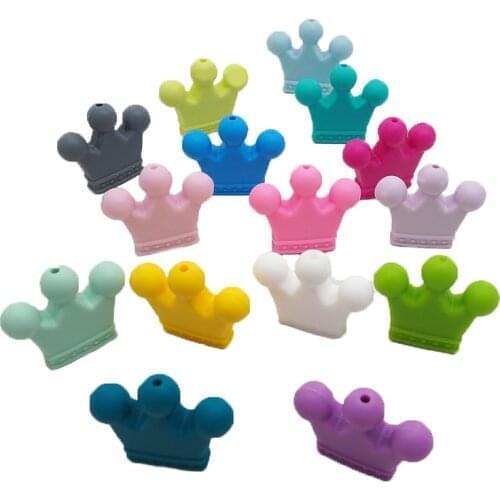 Chenkai 50PCS BPA Free Crown Silicone Beads Teether Rodents Baby Teething Toy For Making Baby Teething Dummy Pacifier Chain