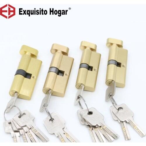 Door Hardware Security 70 75MM Gold Cylinder Interior Room Door Lock Tongue Pressure Lock Handle Lock Key Brass Copper Lock