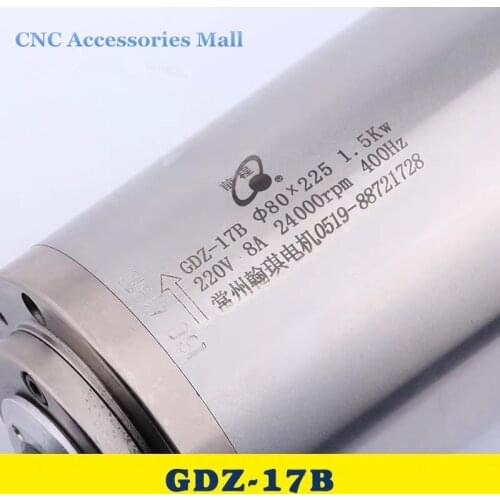 1.5kw water cooled spindle motor ER16 collet D80mm L225mm AC220V 400HZ with 4 bearings for cnc engraving machine