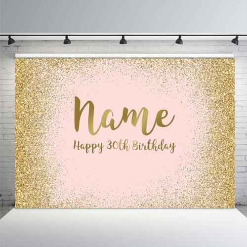 MEHOFOTO Photography Backdrop Happy Birthday Party Pink Golden Glitter Polka Dotes Custom Background Photography Photo Backdrop