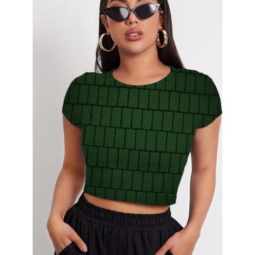 3d Tshirt Geometry T shirt Women Cube T-shirts 3d Green Tshirt Printed Abstract Funny T shirts Womens Clothing Punk Rock Printed