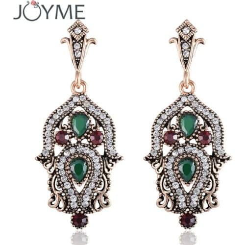 Joyme New Luxury Vintage Earrings For Woman Bride Bridesmaid Weddings Pendant Drop Turkish India Canada Earrings