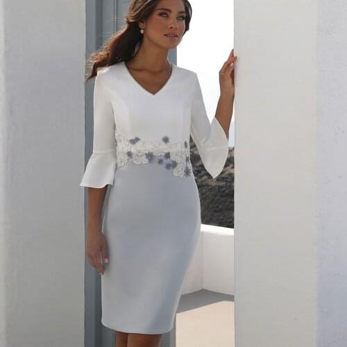 Short Mother Of The Bride Dresses Knee Length Kurti Flare Half Sleeves Wedding Party Guset Wedding Gown vestido de madrinha