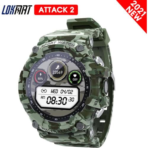 LOKMAT ATTACK 2 Smart Watch Fitness Tracker Full Touch Screen Heart Rate Monitor Bluetooth Sport Smartwatch Men For Android iOS