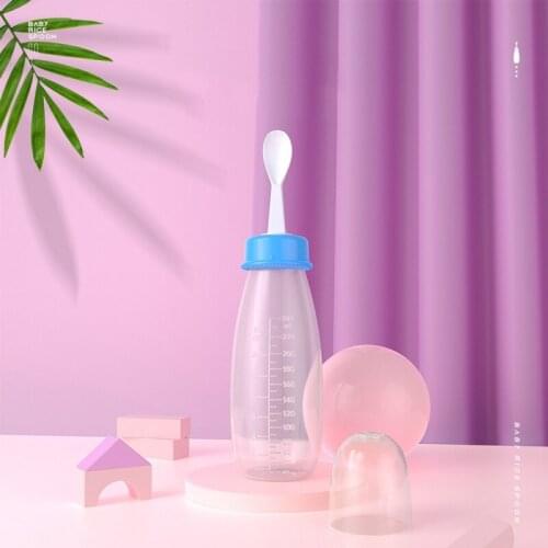 240ml Baby Cup Training PP Milk Squeeze Spoon Kids Food Supplement Bottle Rice Cereal Spoon