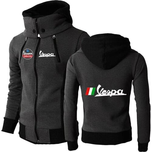 Vespa Logo Men 2021 Classic Mens Comfortable Print Hoodies Sportswear Style Hooded Zipper Coat Fitness Pocket Wild Sweatshirts