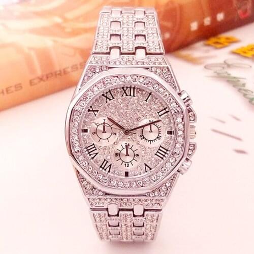 2020 Men Silver Watches Luxury Full Diamond Watches 316L Stainless Steel Band Quartz Wristwatches Reloj Hombre Relogio Masculino